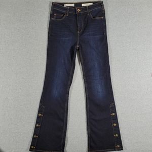 Pilcro And The Letterpress High Rise Bootcut Jeans Ankle Buttons Accent Size 29